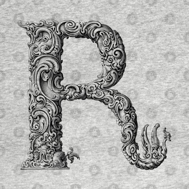 Vintage Initial Letter Lettering Alphabet R by AltrusianGrace